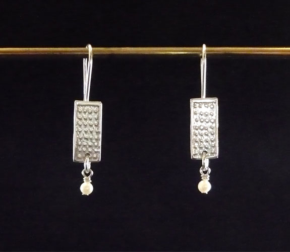 Dancing Circles - Thin Rectangle Earrings w/ Bead